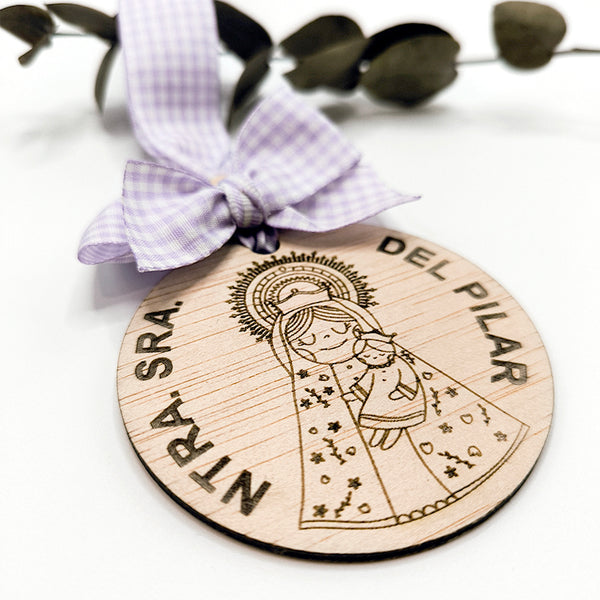 Medalla Virgen del Pilar de Madera